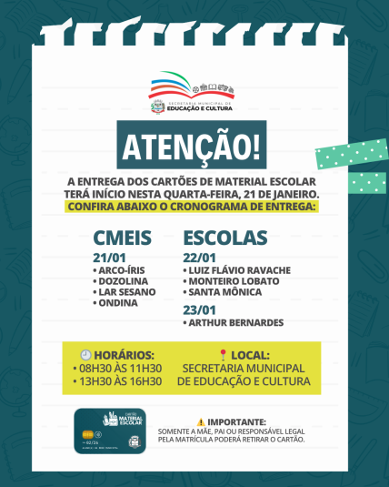 CARTÃO MATERIAL ESCOLAR