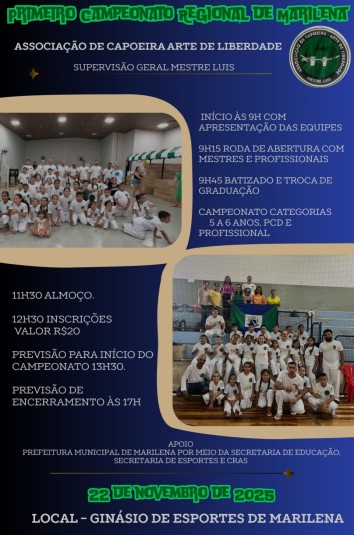 Grupo Capoeirando Representará o Município no 1º Campeonato Regional de Marilena