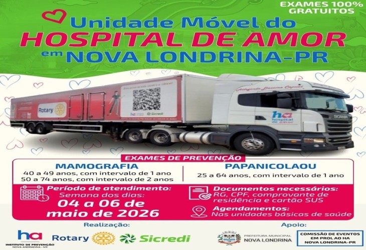 Nova Londrina promove mutirão de prevenção com exames gratuitos de mamografia e Papanicolau de 4 a 6 de maio