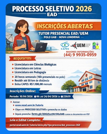 Processo Seletivo para Tutores presenciais EAD/UEM