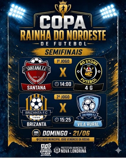 Copa Rainha do Noroeste define finalistas neste domingo em Nova Londrina