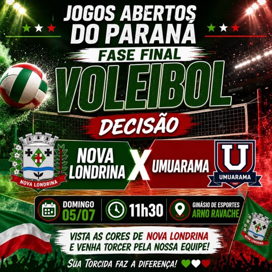 Nova Londrina disputa o título do vôlei masculino; confira a programação deste domingo nos JAPS.