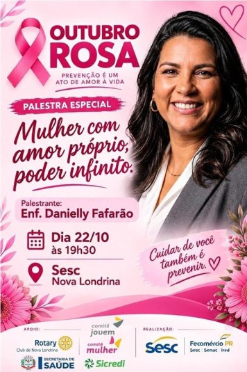 Nova Londrina promove palestra especial do Outubro Rosa com foco na prevenção e no diagnóstico precoce do câncer de mama e do colo do útero